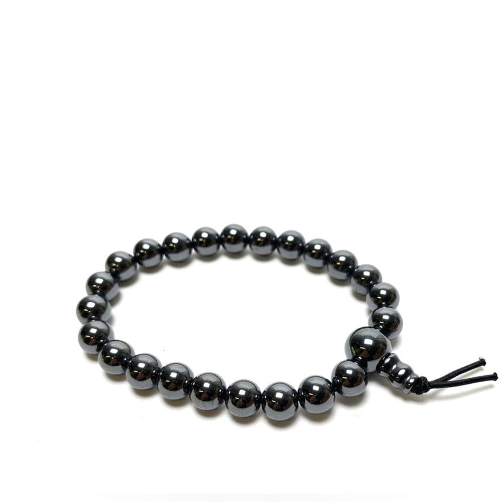 Power Hematite Gemstone Bracelet Metallic Black Fashion Costume Gemstone